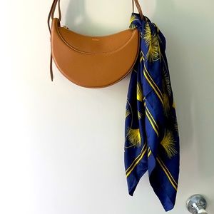 Royal blue and gold silk scarf